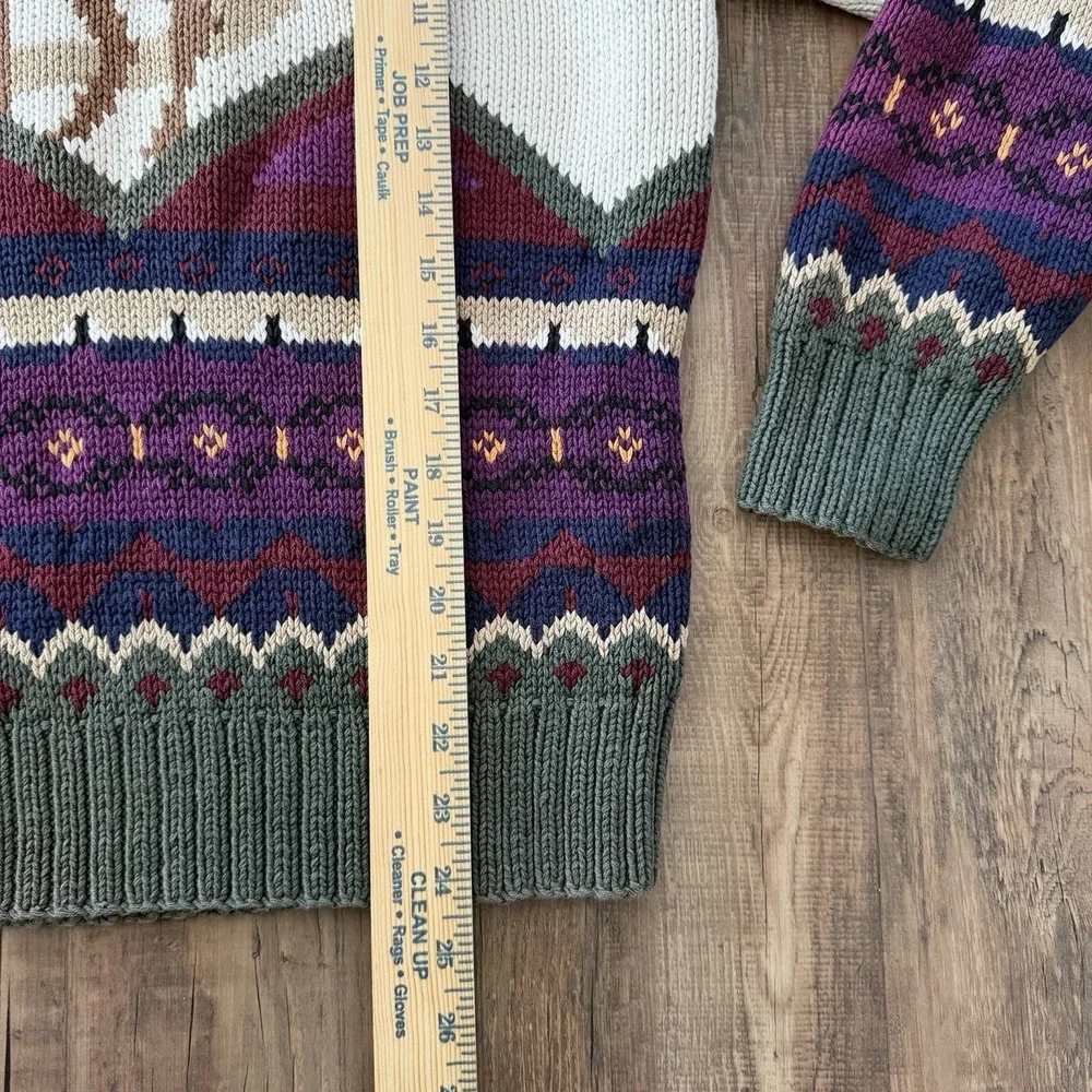 VTG Equestrian Horse Player Knit Wool Sweater Mulit Size Medium Western Ranch